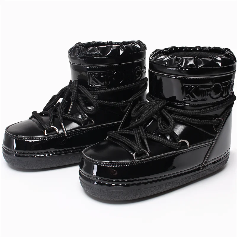 jinran 2024 Winter Lace-up Ankle Boots Women Snow Boots Brand Design Classic Platform Waterproof Non-slip Cotton Boots Woman Ski Boots