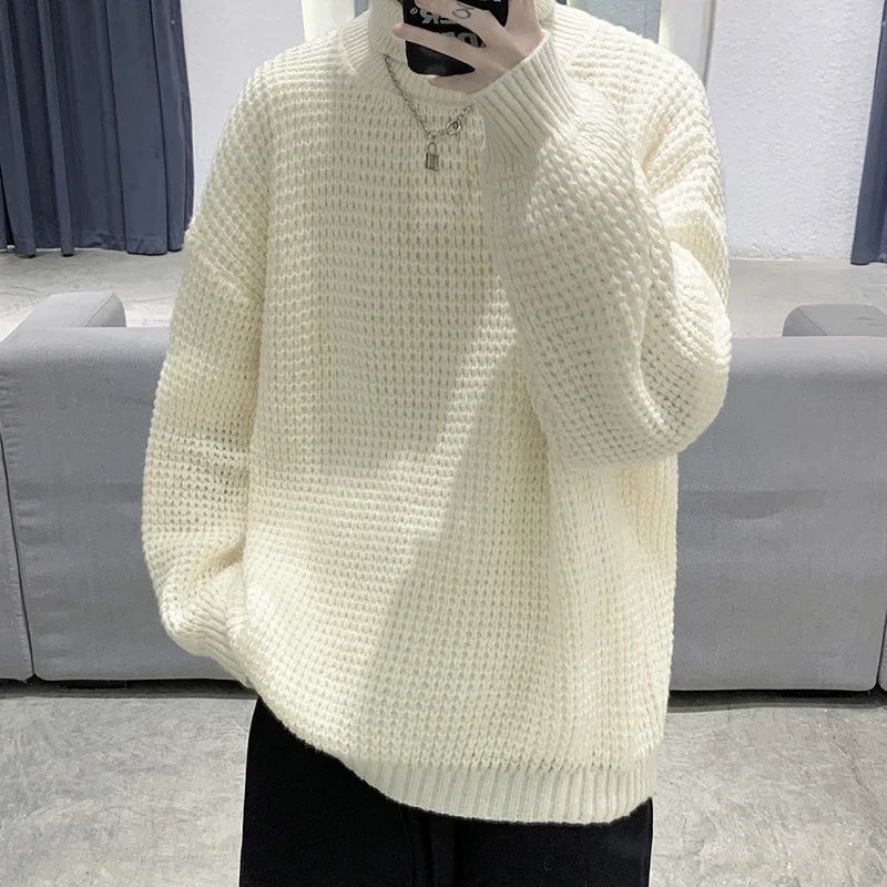 Winter Y2k Turtleneck Sweaters Men Vintage Black Casual Pullovers Korean Fashions Oversized Harajuku Knitted Sweater