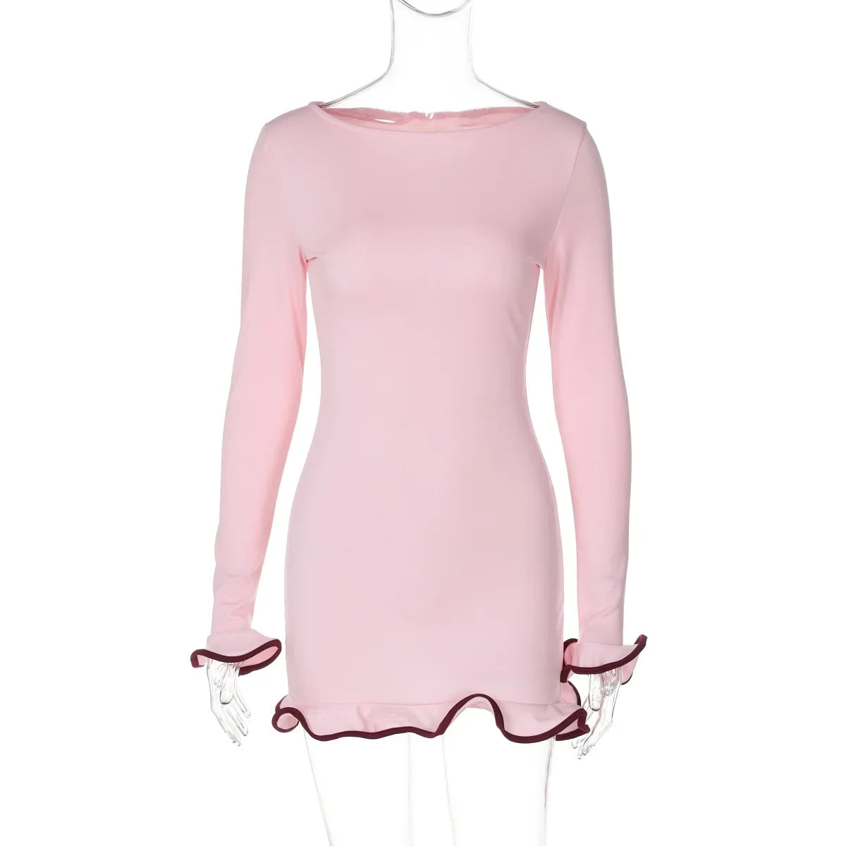 jinran 2024 Autumn Mini Dress for Women Long Sleeve Ruffles Patchwork Slim Sexy shorts Dress Elegant Female Party Dress