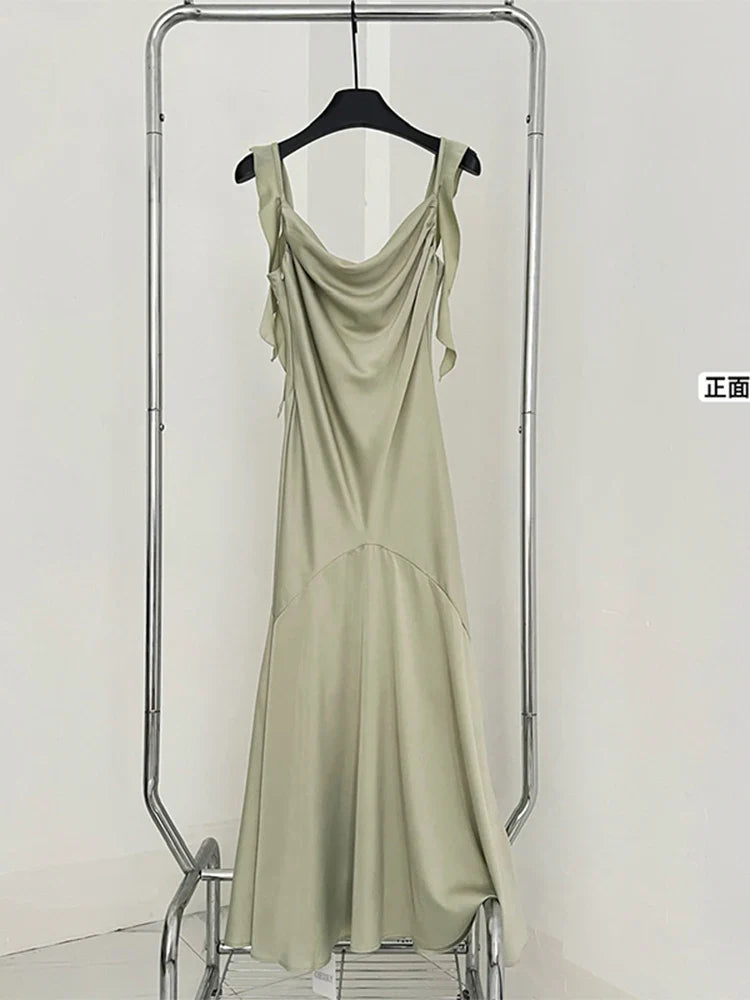 jinran Summer French Fashion Vintage Long Prom Satin Dress Maxi Solid Color Frocks Women 2024 Evening Party Tunic Robe Design Vestidos