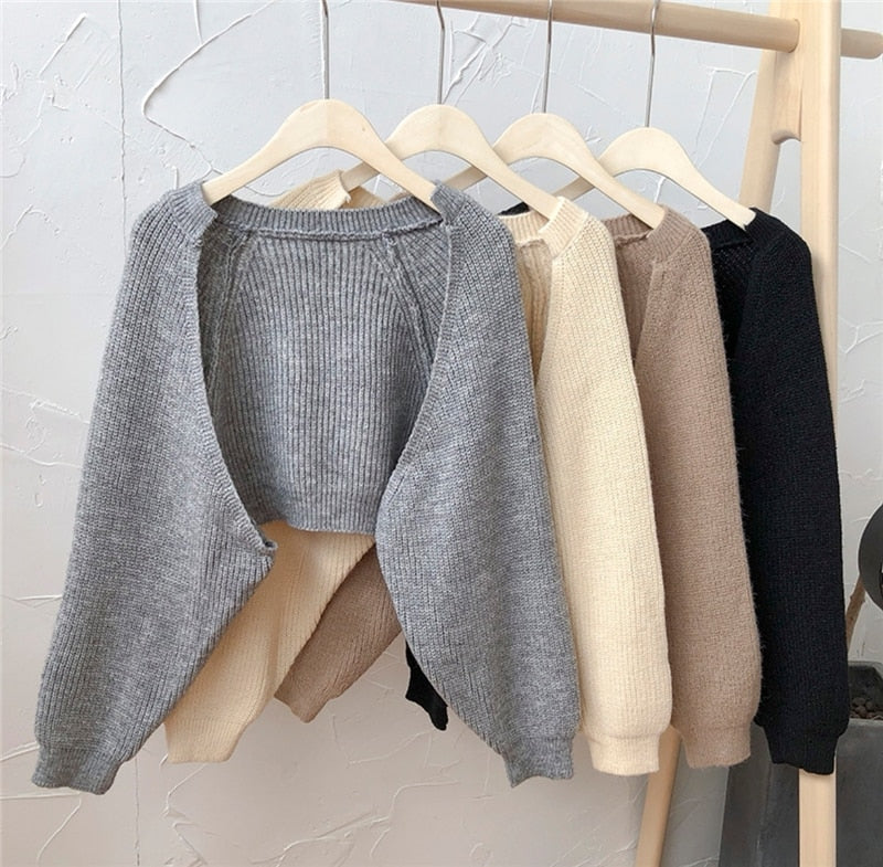 jinran SWC1653 New 2023 Chic Korean Fashion Short Cardigans Knitted Poncho Women Summer Elegant Vintage Minimalist Lady Tops
