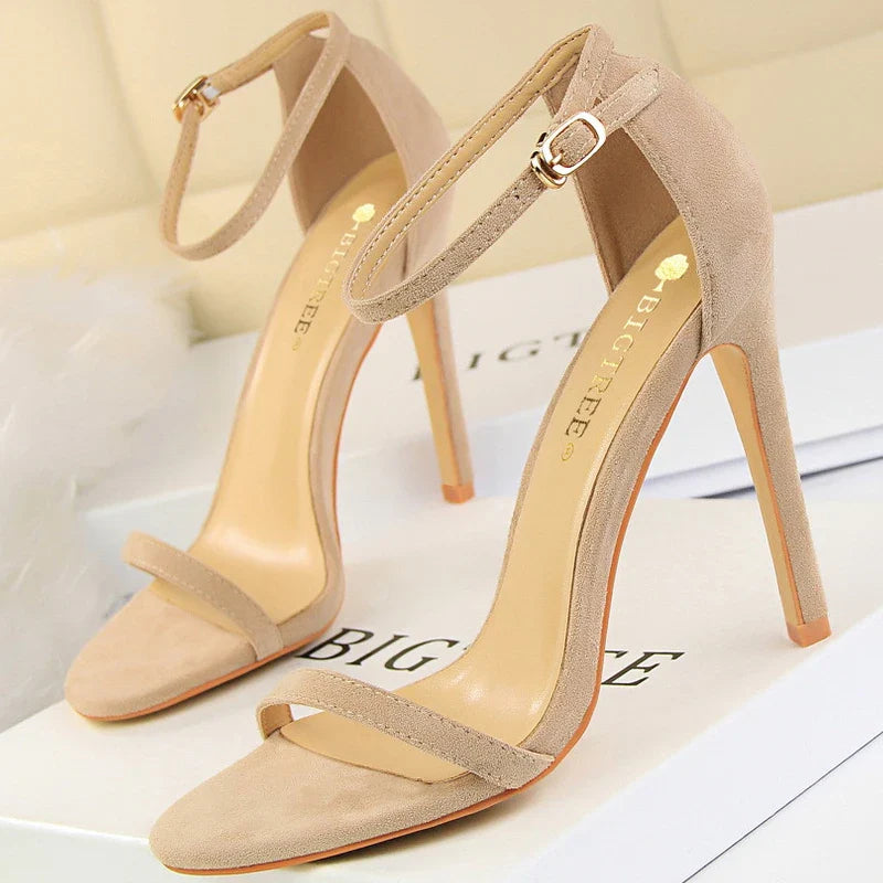 jinran Shoes Summer Women Sandals Suede Hollow High Heels Stiletto Fashion Sandles Women Heels Ladies Shoes Women's Sandals