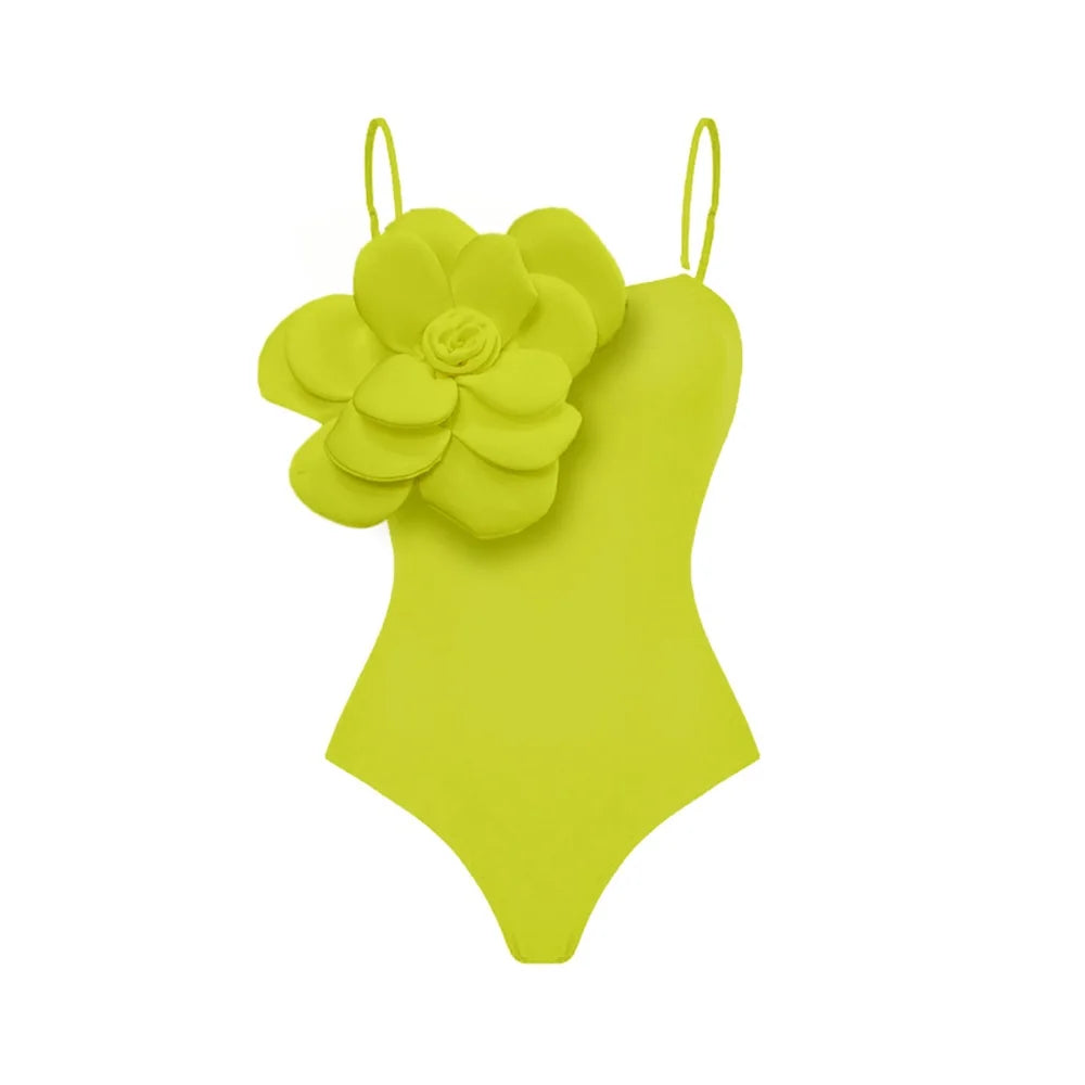 jinran 2024 3D Flower One Piece Swimsuit Women Swimwear Monokini Bodysuit Bathing Suit Belt Beach Wear