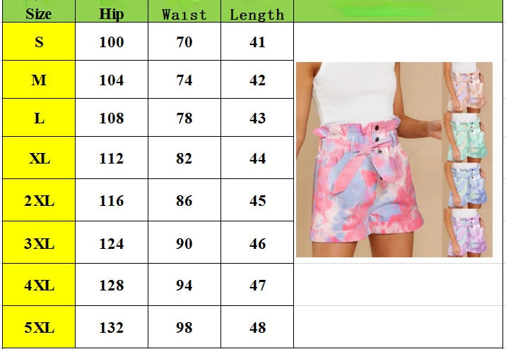 jinran New Spring and Summer Strap Casual Pocket Shorts Fashion Tie-dyed Color Ladies Pants Sports Pants Short Jeans Pants for Women