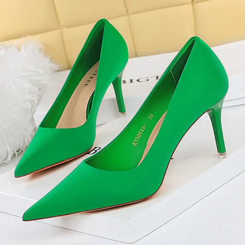 jinran Shoes Satin Women Pumps 2024 New Purple High Heels Fashion Women Shoes Stiletto Luxury Noble Party Shoes Women Heels
