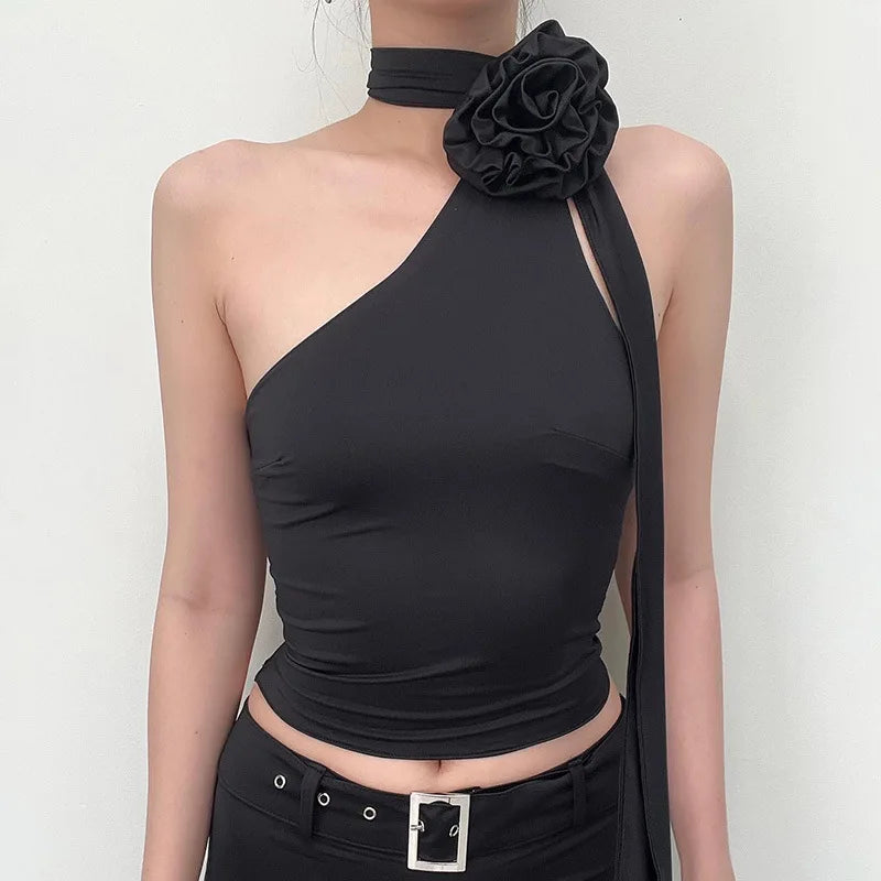 jinran Summer Black Sexy Tank Tops For Women New Solid Appliques Sleeveless Backless Streetwear Crop Top Fashion Casual Camisole Female