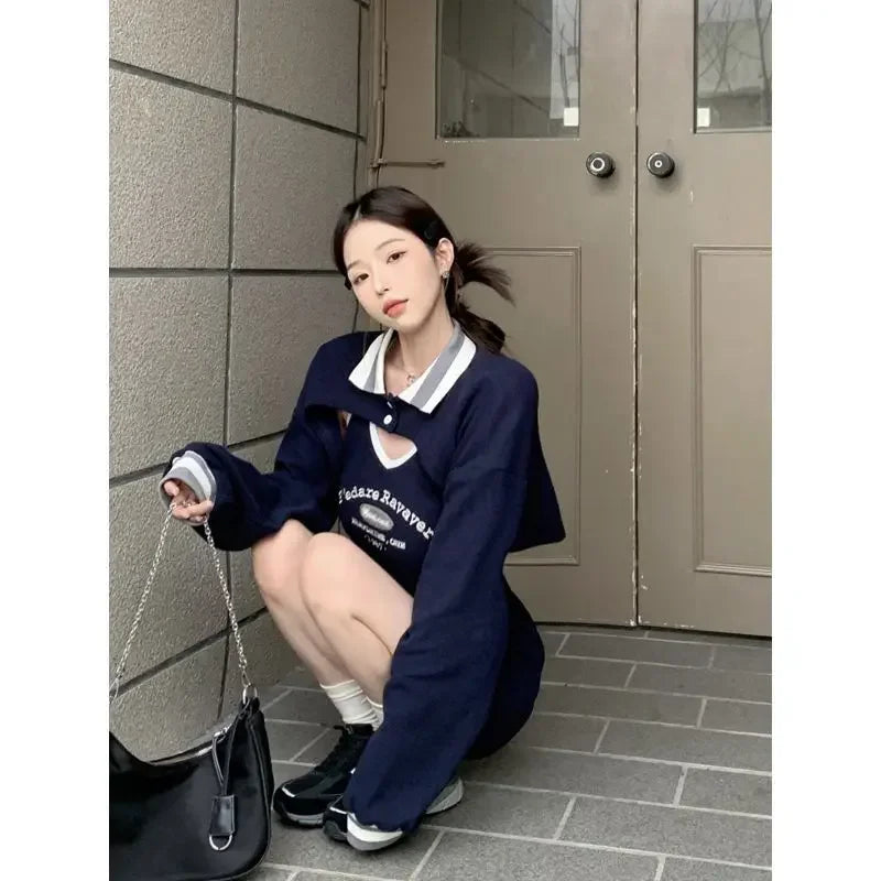 jinran Vintage Kpop Hoodies Women's Y2k Street Dress Pullover Beautiful Korean Fashion Sports Dress Women Harajuku Hippies