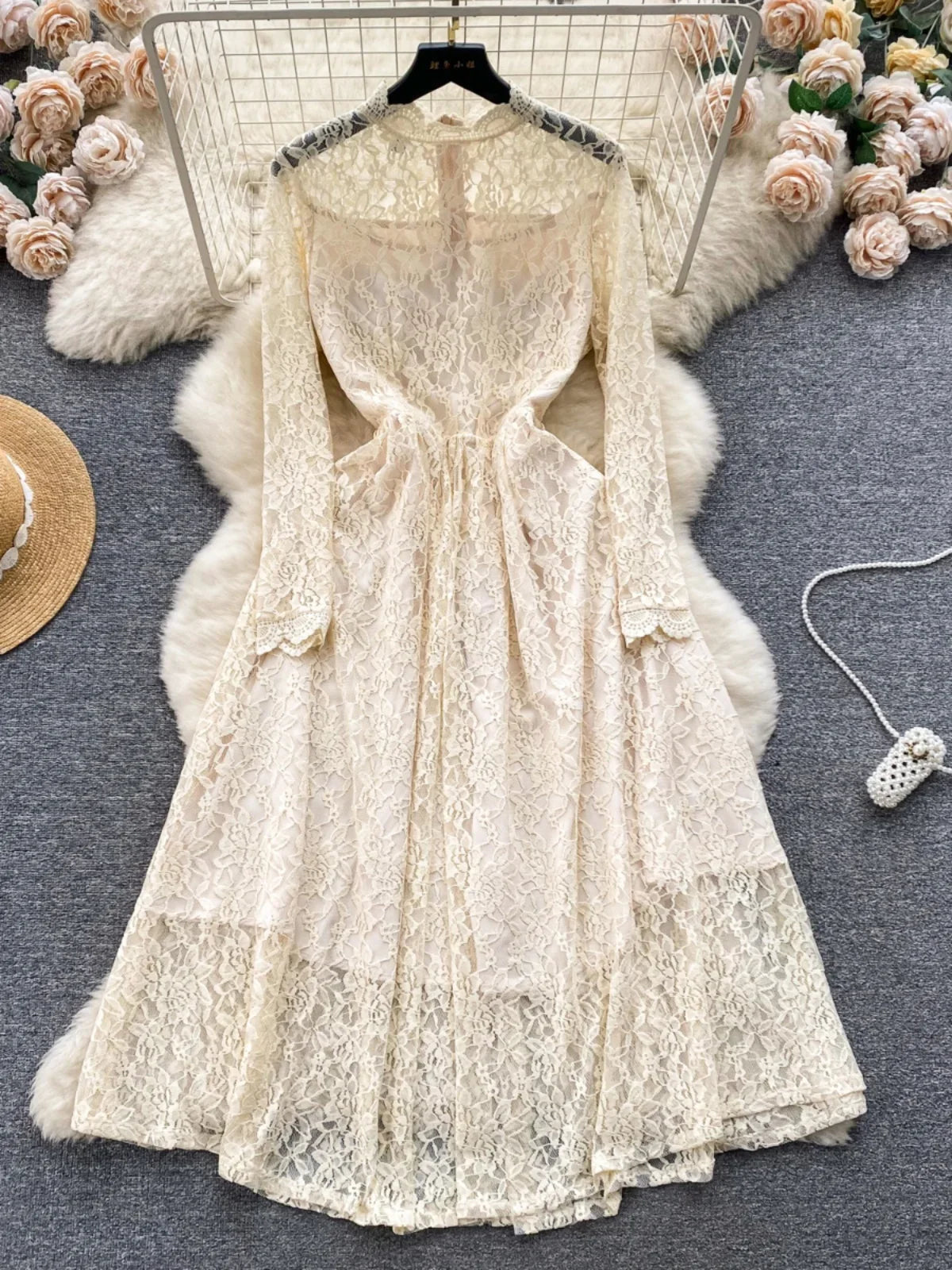 jinran Runway Flower Embroidery White Lace Prom Holiday Dress Summer Women Long Sleeve Evening Prom Vestidos Longo