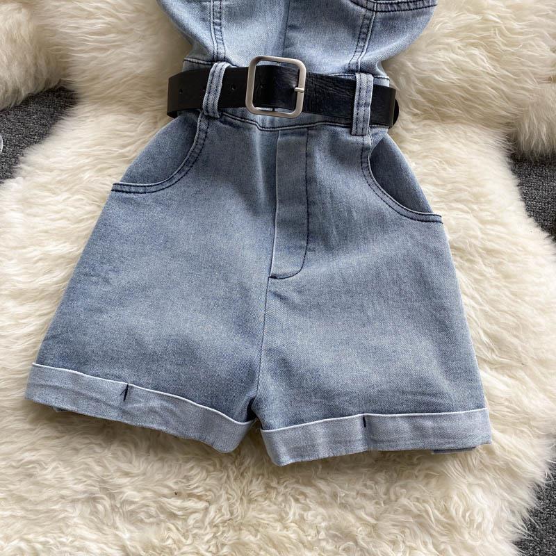 jinran Summer Rompers Women Jeans Jumpsuit off shoulder Loose Casual Denim Rompers Womens Jumpsuits Wide Leg Casual Denim Overalls