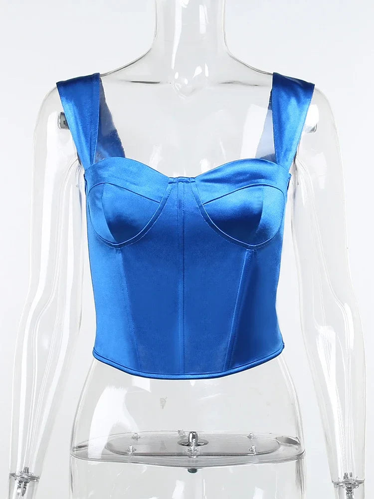 jinran Satin Women Corset Crop Top Sleeveless Backless 2024 Elegant Y2K Cami Summer Sexy Tube Tank Tops Off Shoulder Fashion Y2k Top