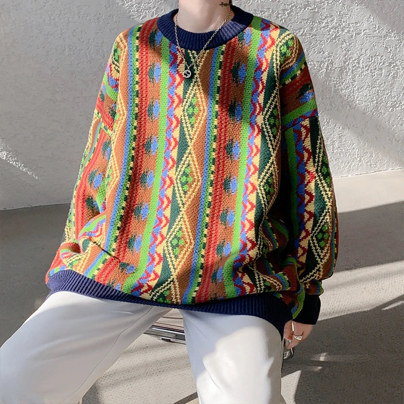Winter Vintage Sweater Striped Sweaters Hip Hop Y2k Streetwear Korean Fashions Oversized Pullovers Harajuku Luxury Designer Sweater