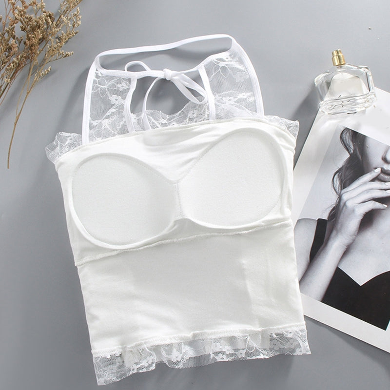 jinran Women Sexy Halter Crop Top Summer Lace up Sleeveless Camis Tops Female Casual Backless Tie Lacing Vest Solid Color Streetwear