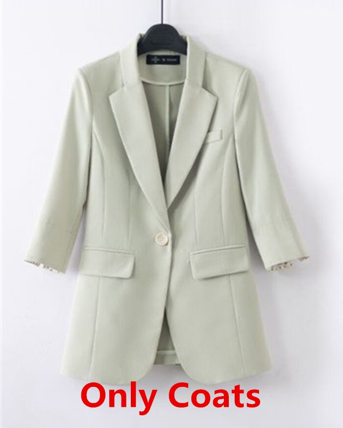 jinran Women's Graceful Spring Summer Work Clothing 2022 Office Lady Thin Suit Coats+Chiffon Print Sling Dress Casual Blazers Female