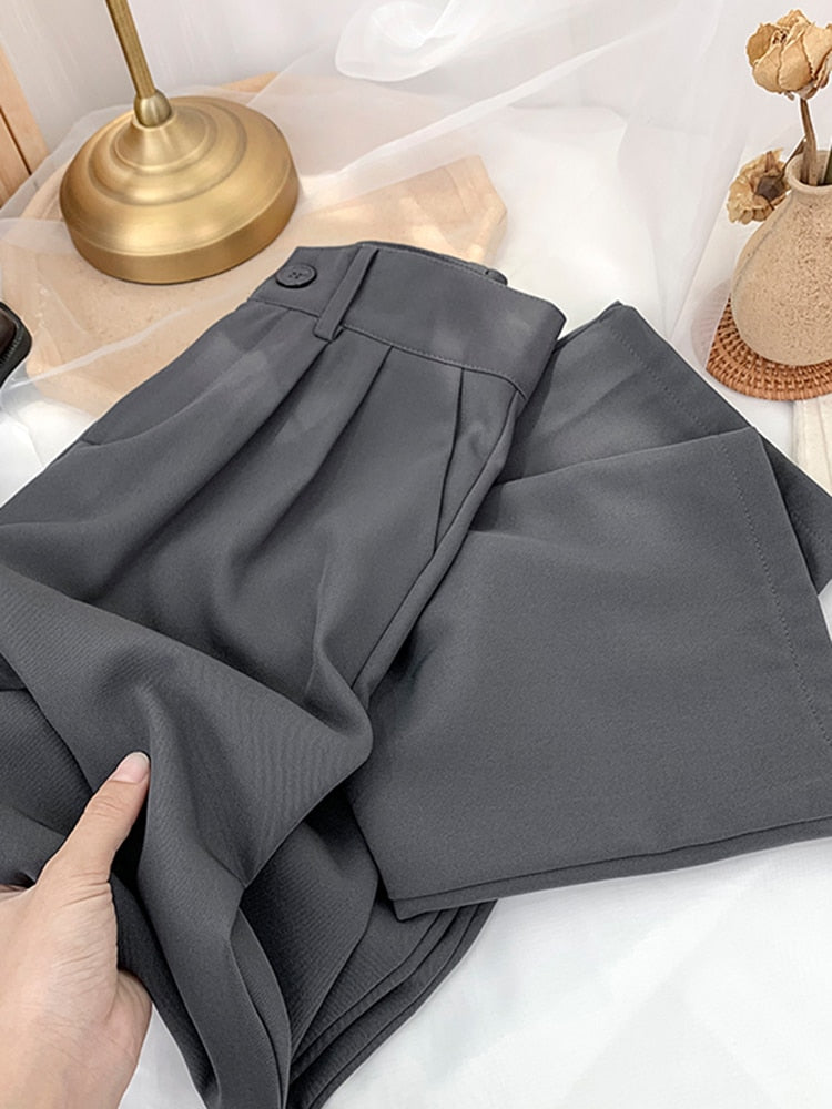 jinran Straight Pants for Women Loose High Waist Streetwear Bottoms Work Pants Suit Spring Summer Office Lady Trousers