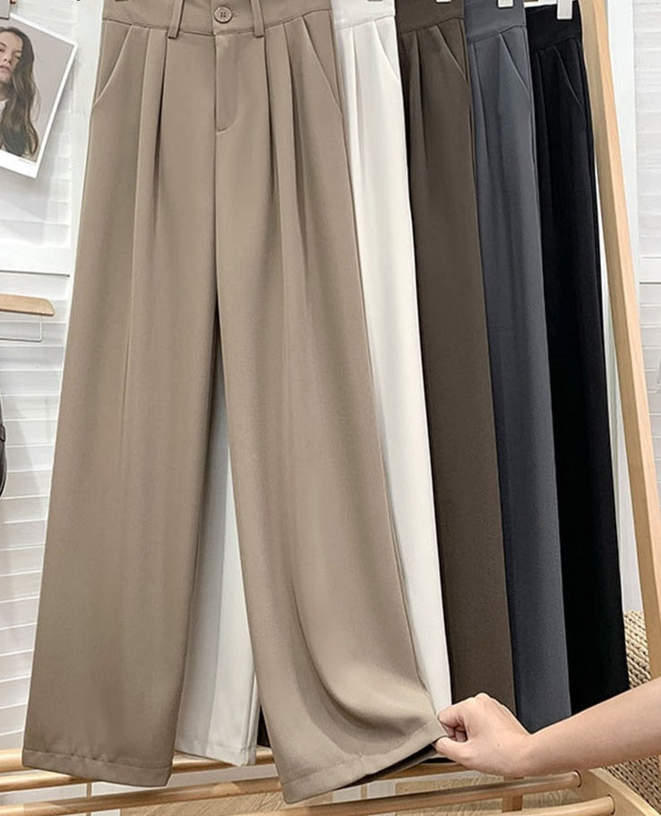 jinran Straight Pants for Women Loose High Waist Streetwear Bottoms Work Pants Suit Spring Summer Office Lady Trousers