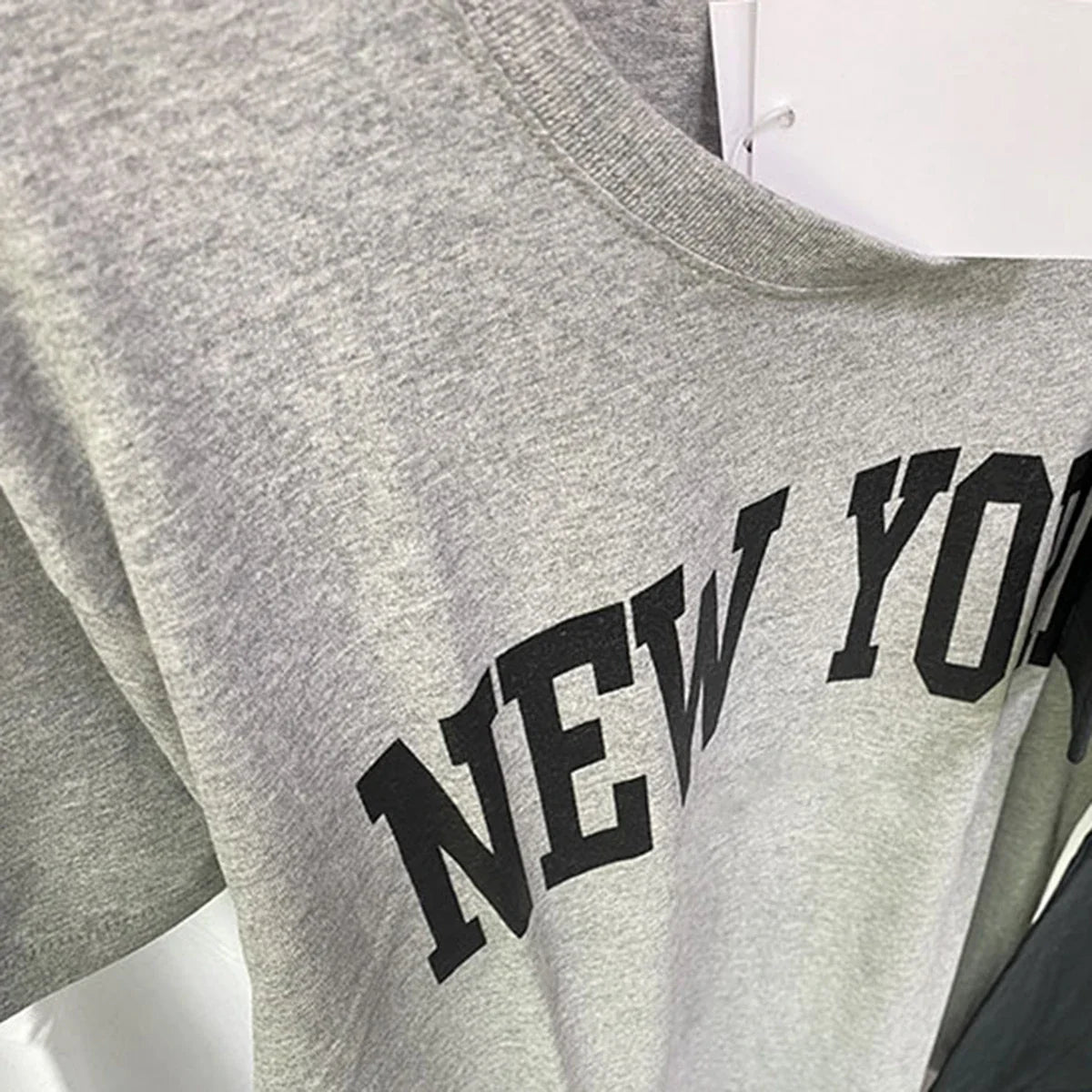 jinran PARIS Letter Print Washed T-shirt Tops Women Summer Round Neck Loose Tees Basic Fashion Casual Cotton Streetwear Tops Femme