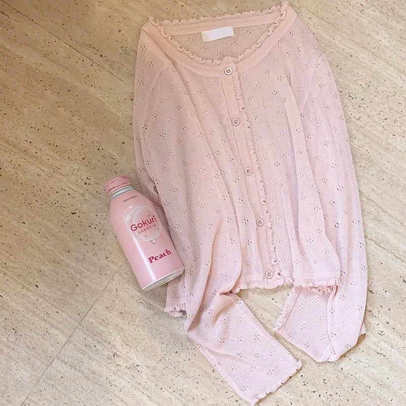 jinran Cute 2 Piece Tops Women Summer 2023 Cardigans and Crop Tops for Sweet Girls Floral Cat Print Kawaii Clothes