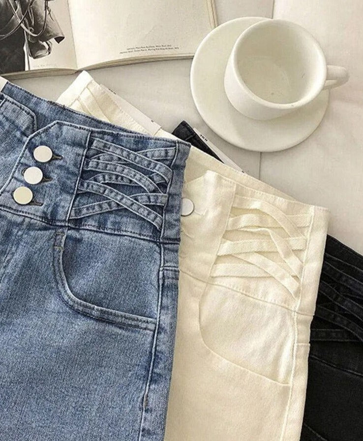 jinran New Streetwear Female High Waist Wide Leg Vintage Denim Shorts Spring Summer Women Loose Washed Solid Color Jeans Shorts
