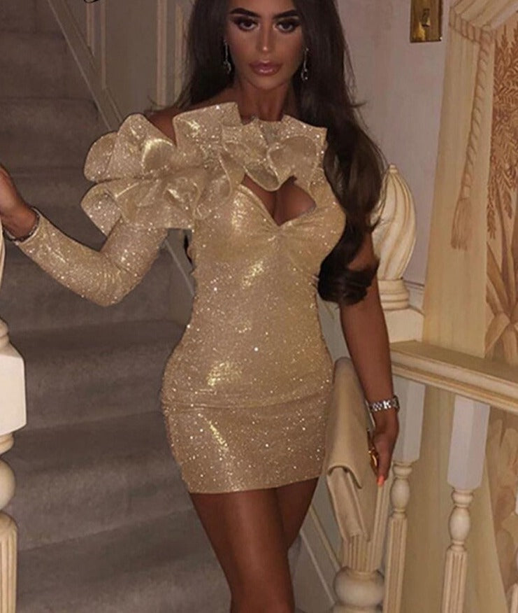 jinran Summer Bling Glitter Sequins Ruffle Sexy Y2K Clothes Sleeveless Backless Bodycon Mini Dresses For Women 2022 Club Party
