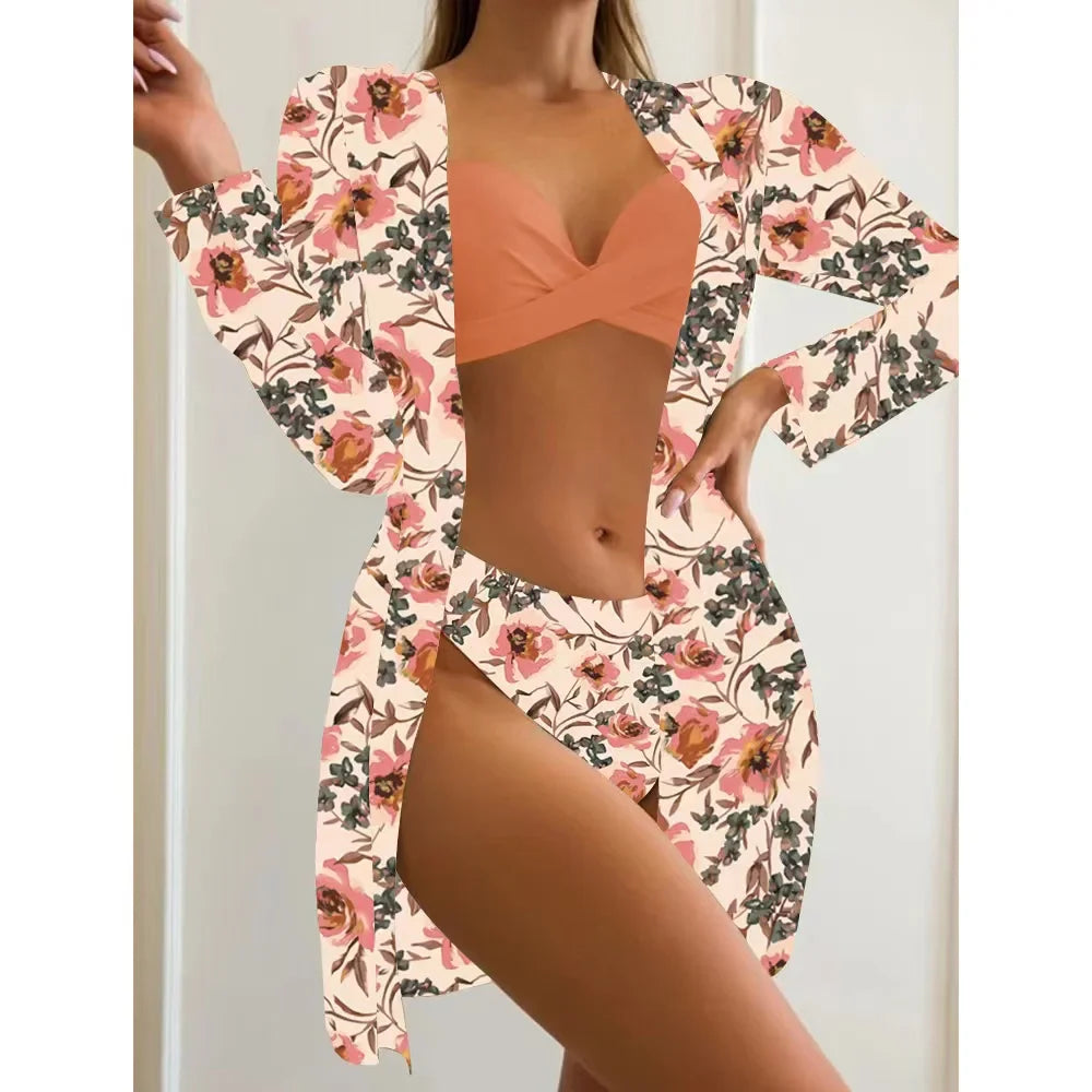 jinran New Bikini Beach Skirt Tunics for Beach Cover up Swimsuit Women Ruffle Biquini Bathing Suit Summer Beach Wear Swim Suit