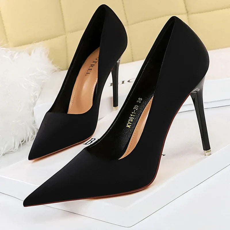 jinran Shoes Satin Women Pumps 2024 New Purple High Heels Fashion Women Shoes Stiletto Luxury Noble Party Shoes Women Heels