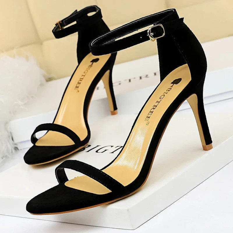 jinran Shoes Summer Women Sandals Suede Hollow High Heels Stiletto Fashion Sandles Women Heels Ladies Shoes Women's Sandals