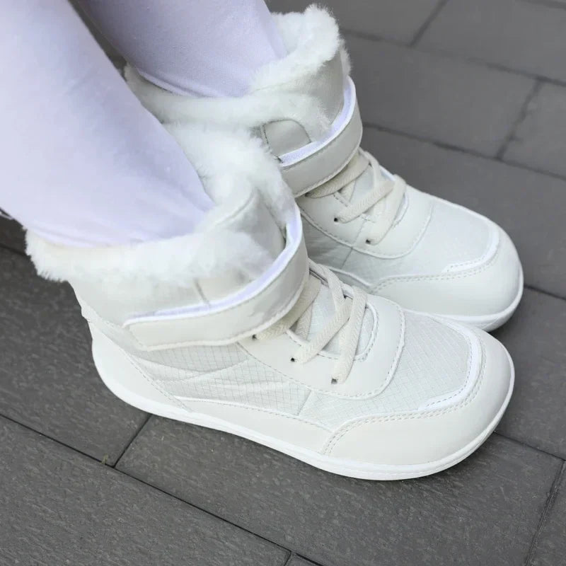 jinran Suitable for small/middle children's wide-foot warm cotton boots for boys and girls barefoot snow boots 2024 winter