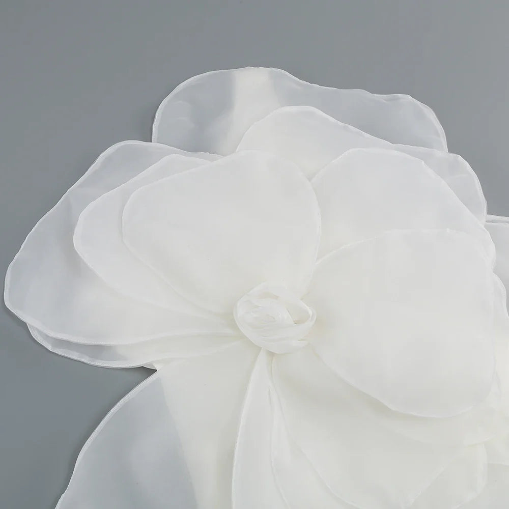 jinran Summer New Style White Oblique Shoulder Decorative Flower Dress Dress, Women's Wedding Party Dress One Step dress