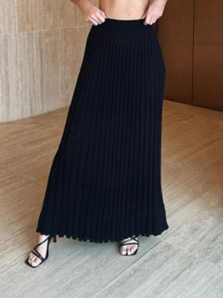 jinran New White Knit Two Piece Women Sets Fall Ribbed Tank Top And Pleated Knitted Skirt Suits For Women Long Dress Sets Summer
