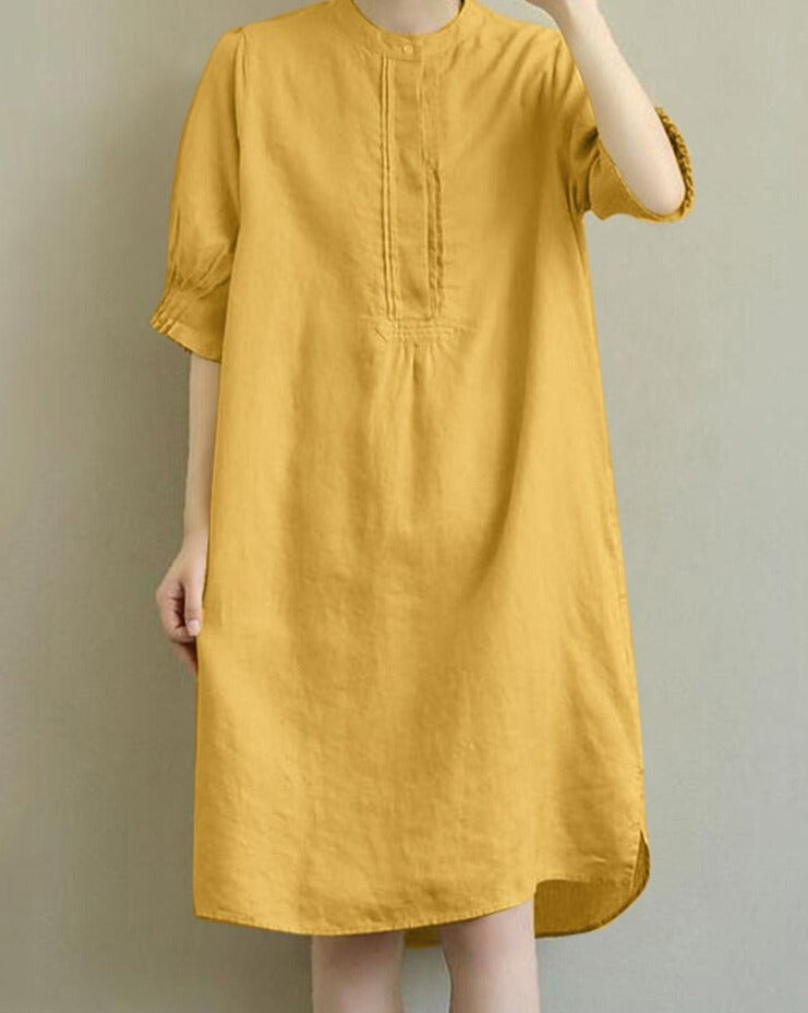 jinran Oversize Casual Solid Dress 2022 ZANZEA Summer Women Half Sleeve Vintage Knee-length Sundress Elegant OL Work Loose Vestido Robe