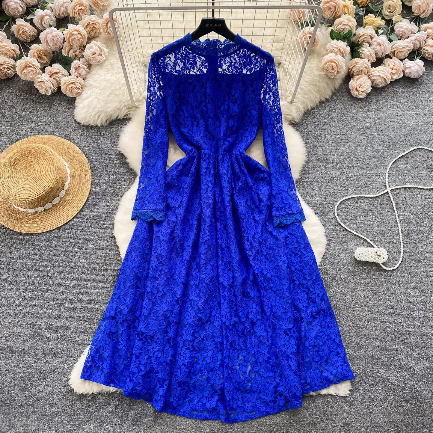 jinran Runway Flower Embroidery White Lace Prom Holiday Dress Summer Women Long Sleeve Evening Prom Vestidos Longo