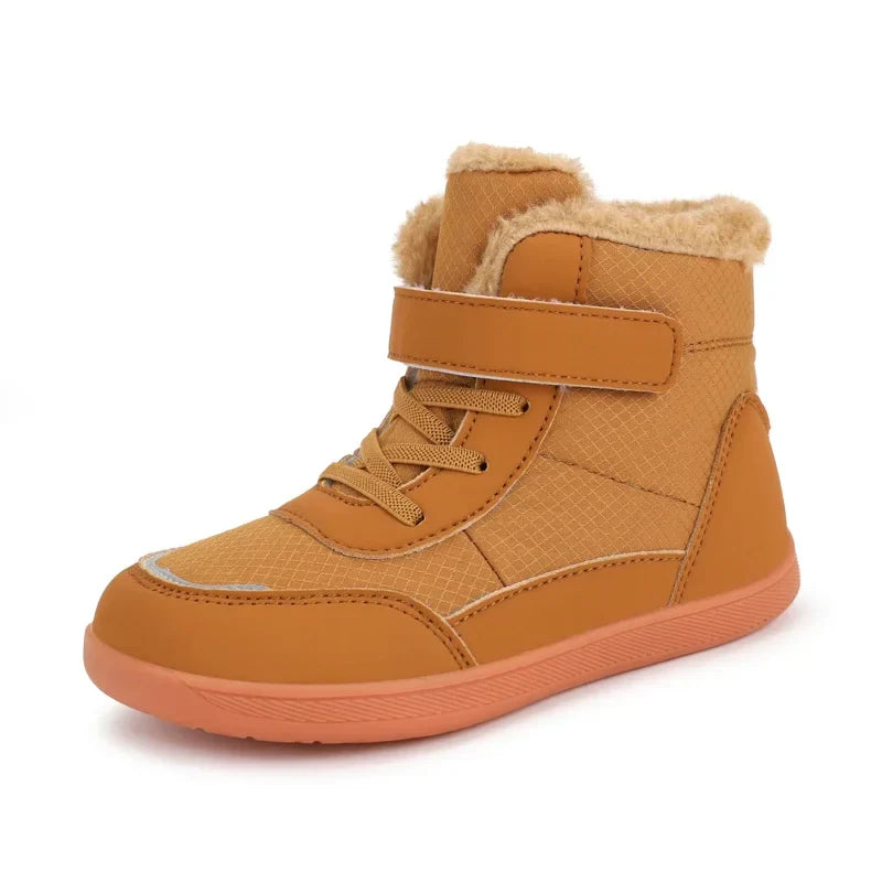 jinran Suitable for small/middle children's wide-foot warm cotton boots for boys and girls barefoot snow boots 2024 winter