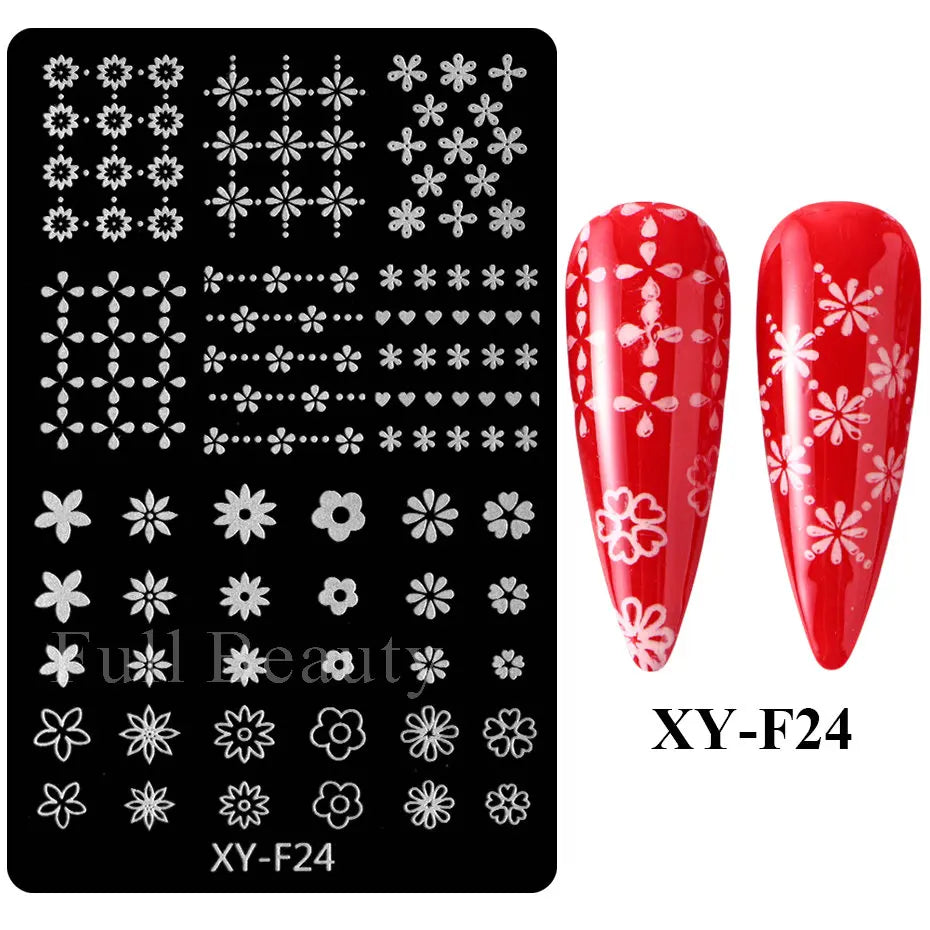 jinran Spring Flowers Nail Stamping Plates Cherry Blossom Summer Daisy Floral Butterfly DIY Nail Design Image Stamp Templates Stencil