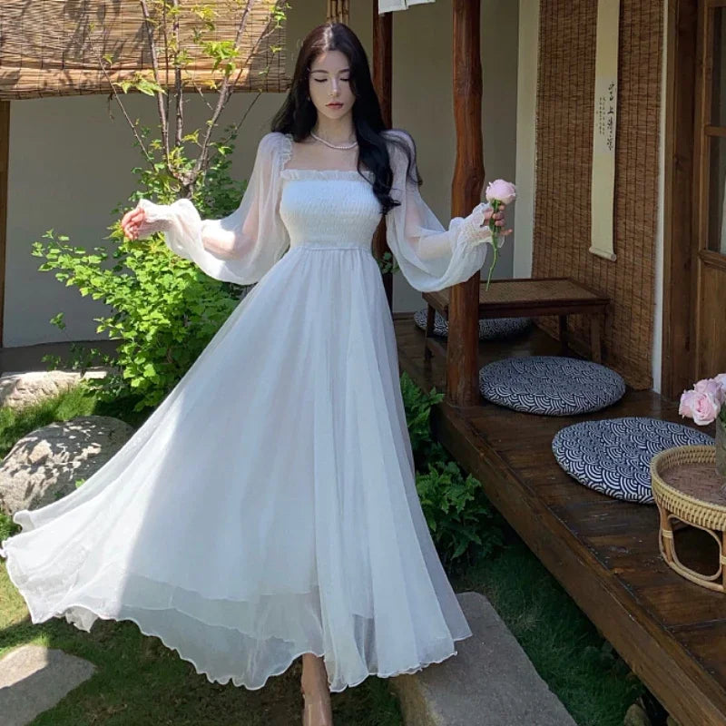 jinran Dresses Women Clothing Long Gown Spring Vocation Tender Korean Style Banquet Elegant Casual Slouchy Fashion Streetwear Chic New