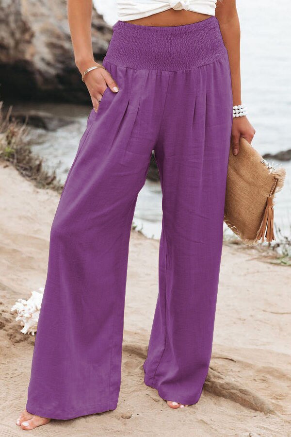 jinran Spring Summer Cotton Linen Women Pants Pockets Solid Casual White Wide Leg Office Lady White Long Trousers Khaki