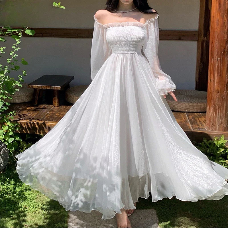 jinran Dresses Women Clothing Long Gown Spring Vocation Tender Korean Style Banquet Elegant Casual Slouchy Fashion Streetwear Chic New