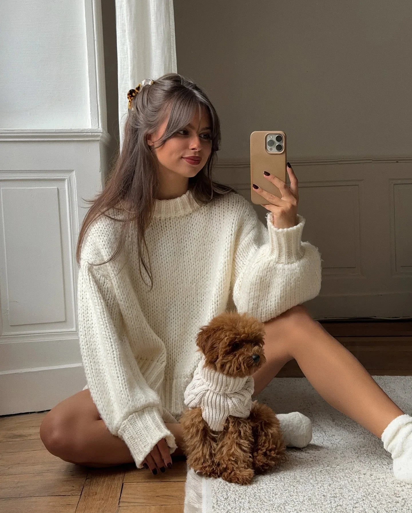 nvxiot - Autumn Solid Wool Blends Round Neck Knitted Pullover Women Casual Lattern Long Sleeve Loose Warm Sweater New Streetwear lady