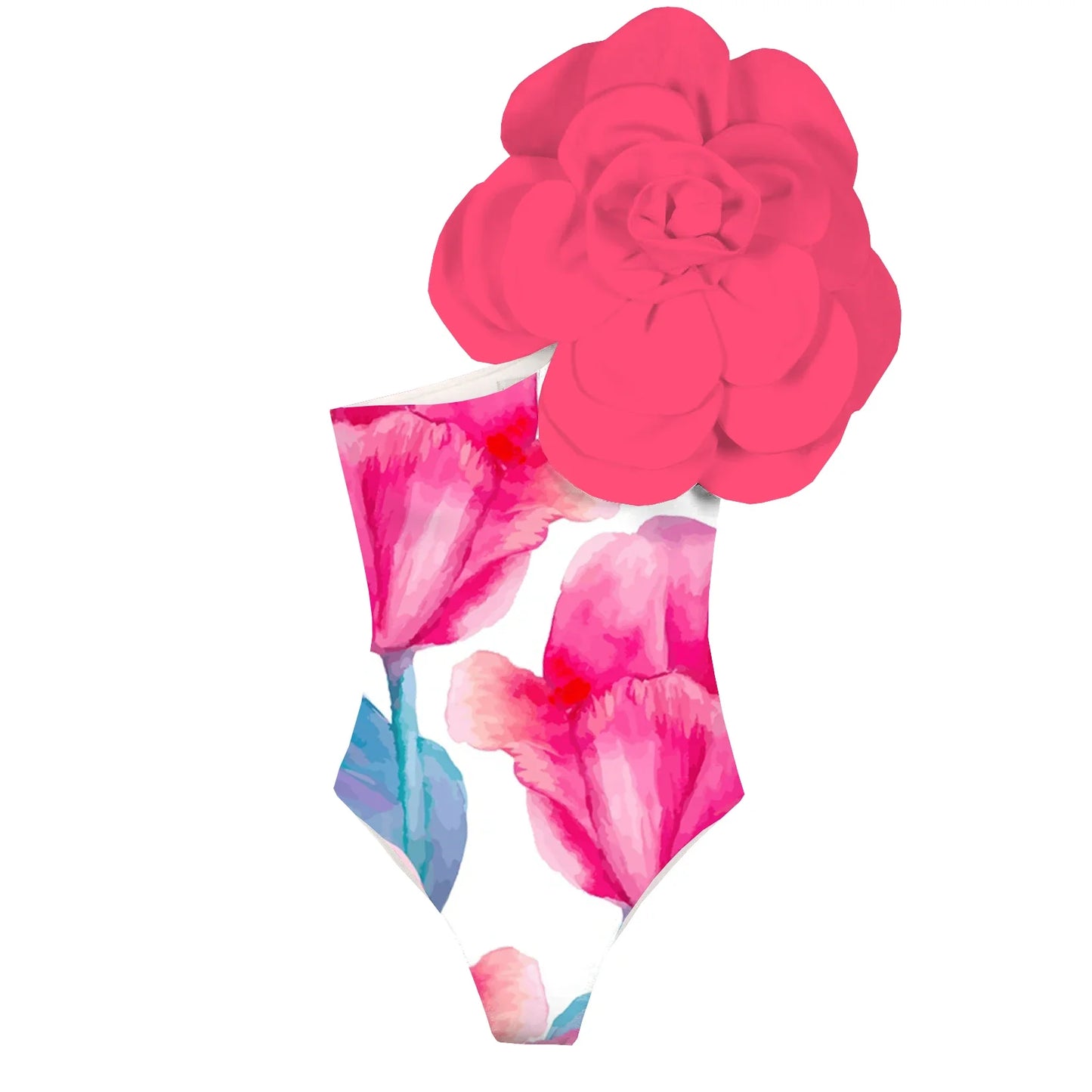 jinran 2024 3D Flower One Piece Swimsuit Women Swimwear Monokini Bodysuit Bathing Suit Belt Beach Wear