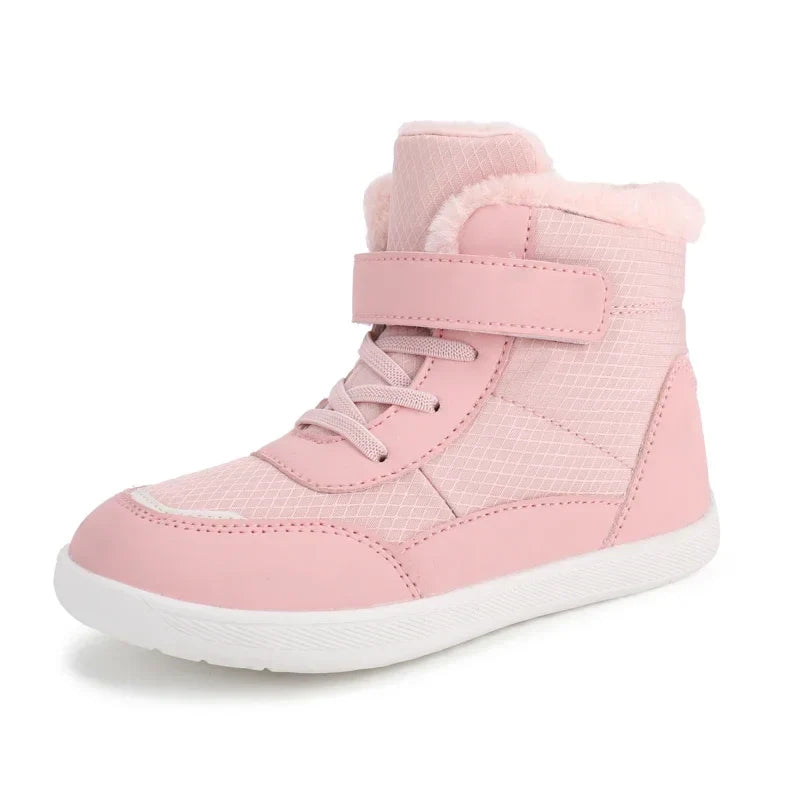 jinran Suitable for small/middle children's wide-foot warm cotton boots for boys and girls barefoot snow boots 2024 winter
