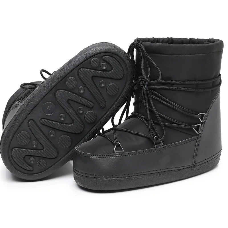 jinran 2024 Winter Lace-up Ankle Boots Women Snow Boots Brand Design Classic Platform Waterproof Non-slip Cotton Boots Woman Ski Boots