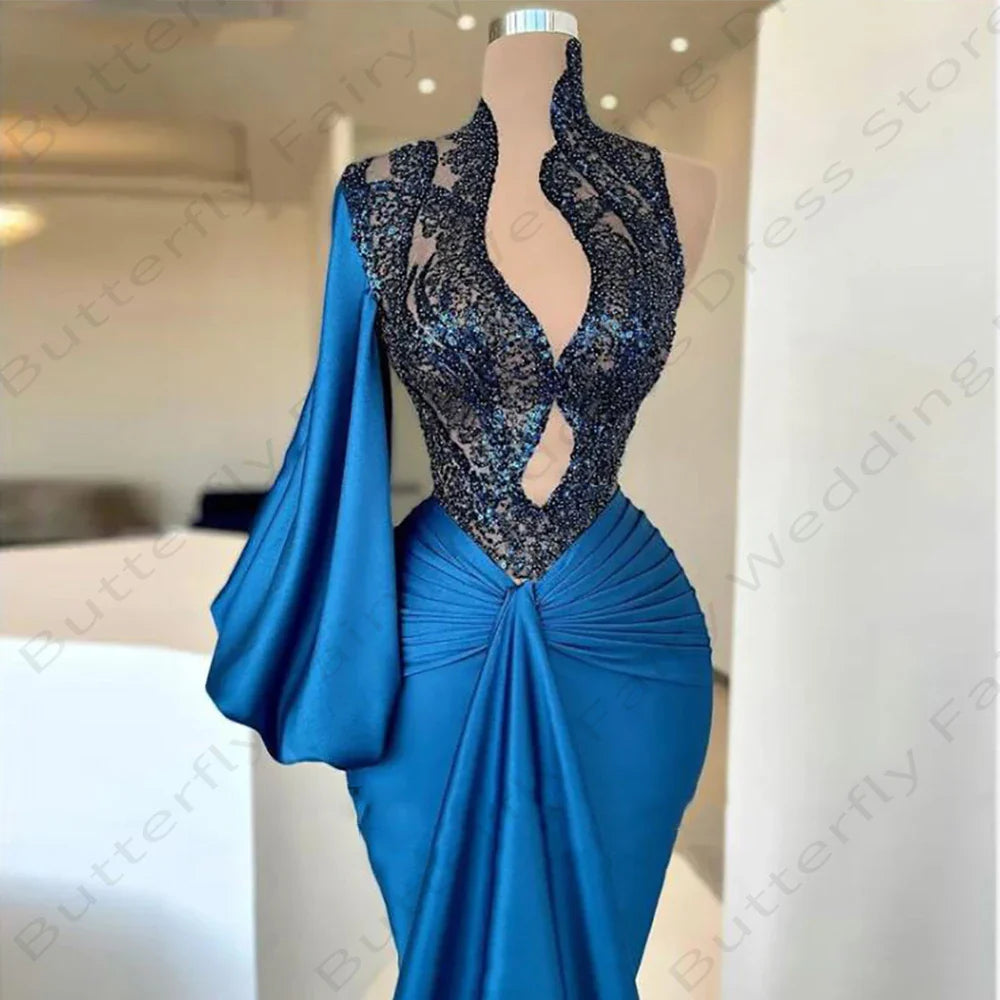 jinran Sexy Mermaid Dresses 2024 New Gorgeous Satin Fashion Exquisite Lace Applique Pretty Mopping Evening Dresses For Women Elegant