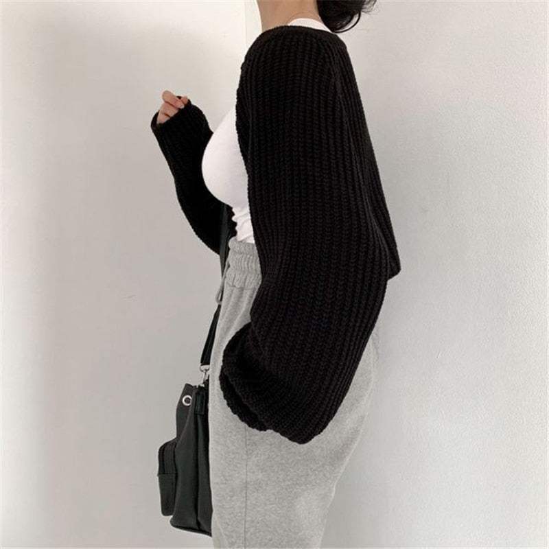 jinran SWC1653 New 2023 Chic Korean Fashion Short Cardigans Knitted Poncho Women Summer Elegant Vintage Minimalist Lady Tops