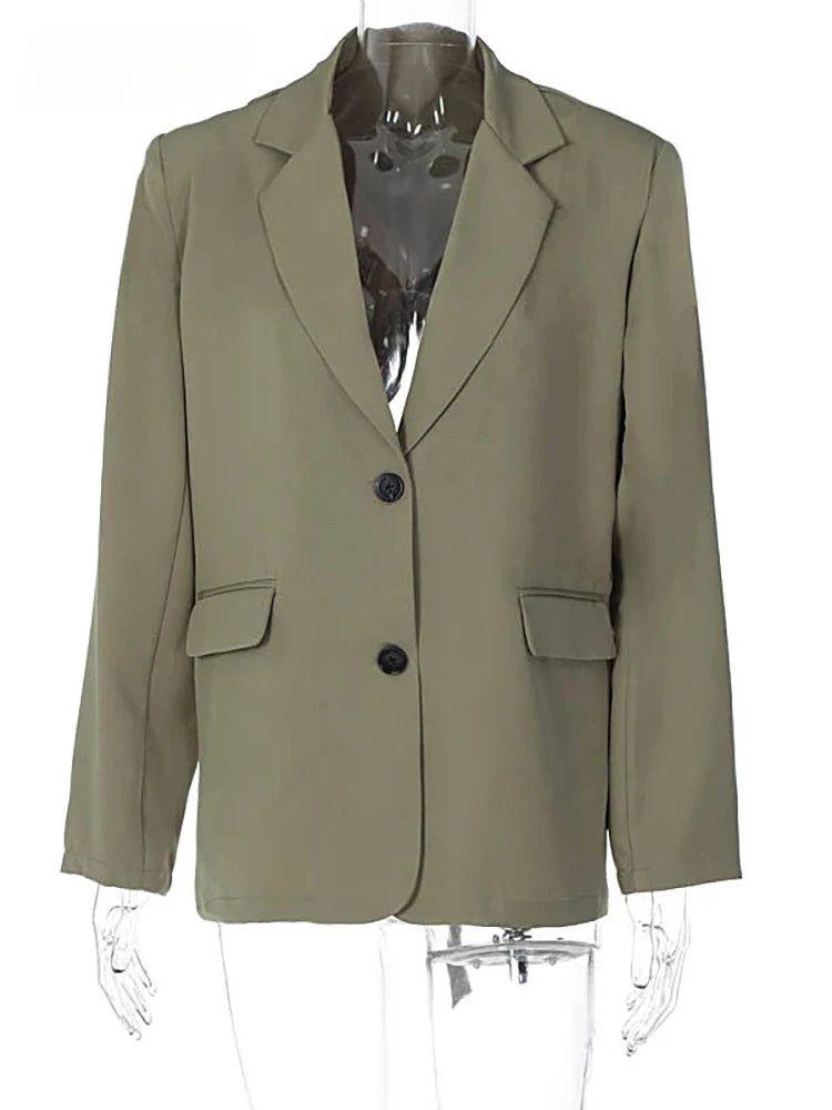 jinran Office Ladies 2024 Autumn Winter Oversized Blazers Jacket Women Backless Loose Fashion Open Stitch Outfits Elegant Coat Blazers