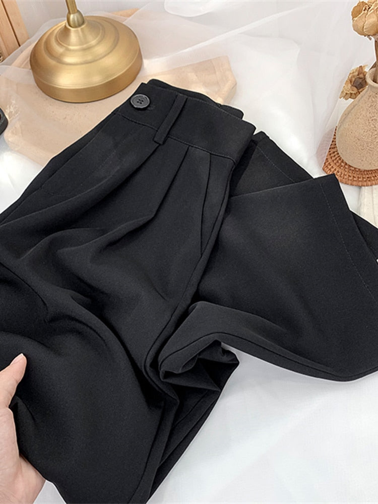 jinran Straight Pants for Women Loose High Waist Streetwear Bottoms Work Pants Suit Spring Summer Office Lady Trousers