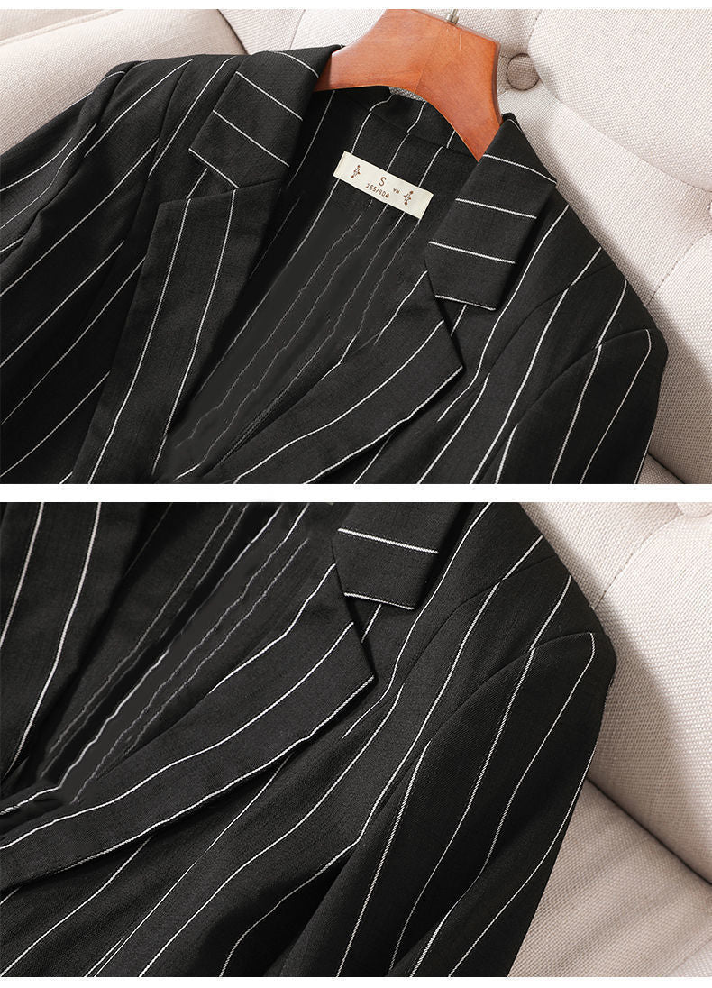 jinran Small Suit Jacket New Women's Spring Summer Striped Slim Sleeve Fashion Slim Suit Suit Jacket Oversize Code Clothing for Women