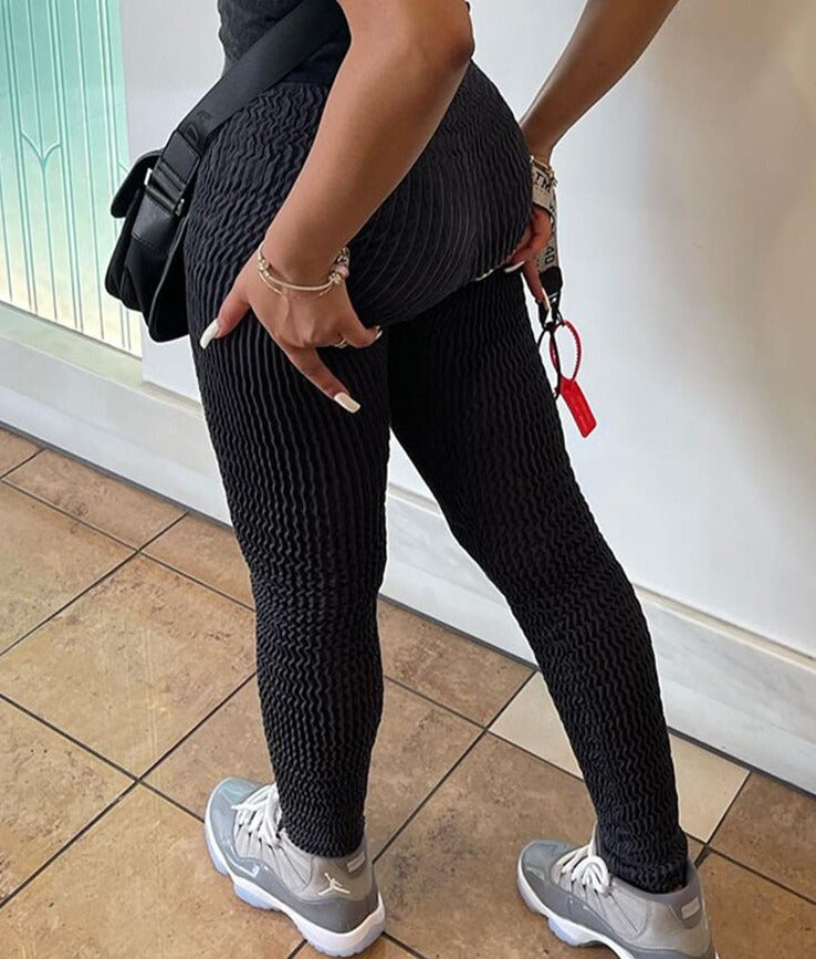 jinran Solid High Waist Shirred Pants Fitness Scrunch Trousers Push Up Work Out Gym Clothes 2022 Summer Women Wholesale