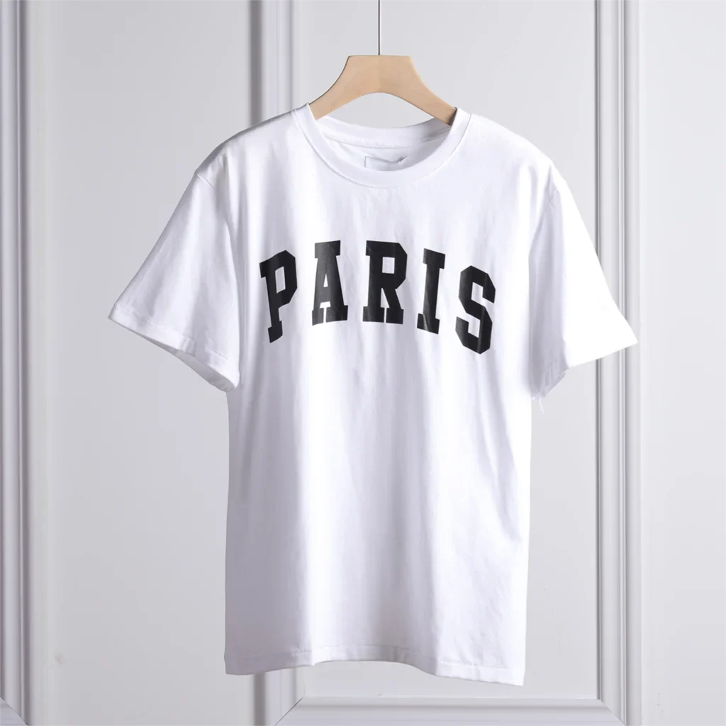jinran PARIS Letter Print Washed T-shirt Tops Women Summer Round Neck Loose Tees Basic Fashion Casual Cotton Streetwear Tops Femme