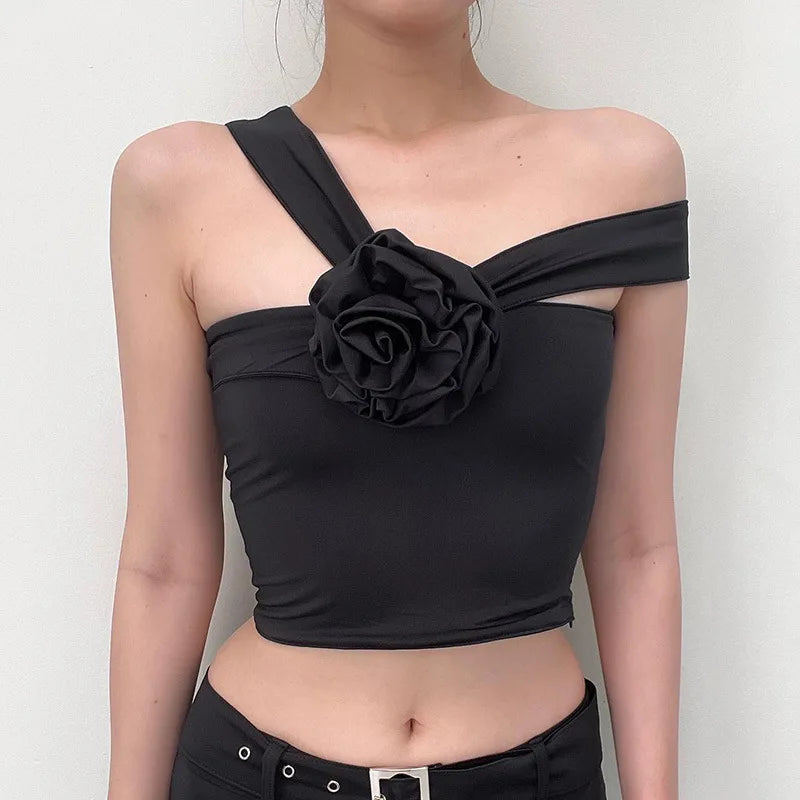 jinran Summer Black Sexy Tank Tops For Women New Solid Appliques Sleeveless Backless Streetwear Crop Top Fashion Casual Camisole Female