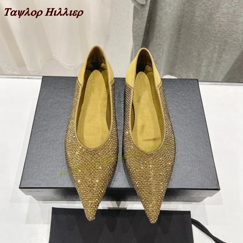 jinran Genuine Leather Flat Shoes Summer New Style Pointed Shallow Pumps Fashionable Casual Comfortable Flat Shoes For Women