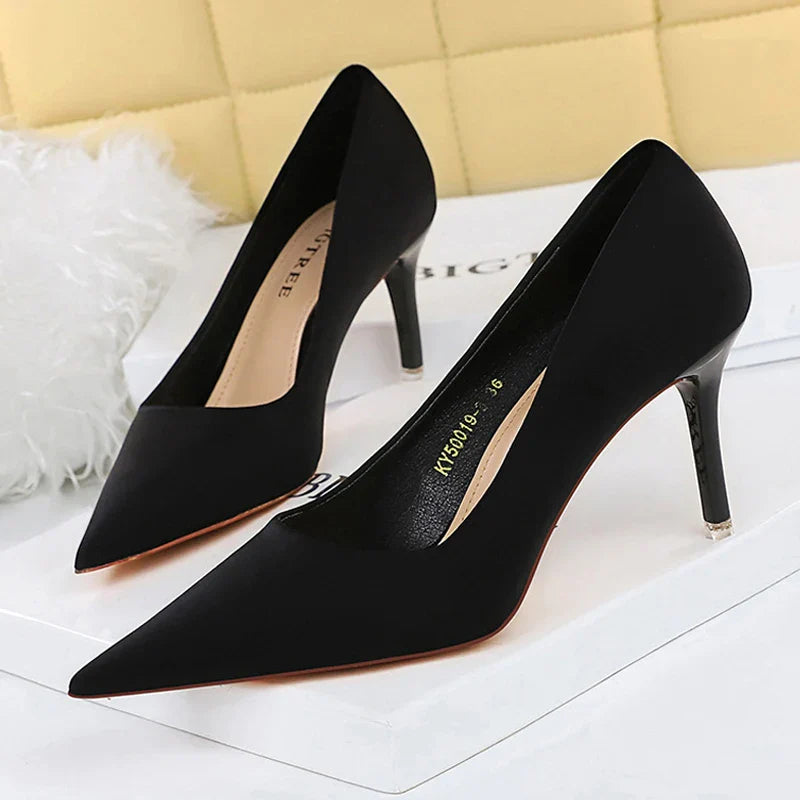 jinran Shoes Satin Women Pumps 2024 New Purple High Heels Fashion Women Shoes Stiletto Luxury Noble Party Shoes Women Heels